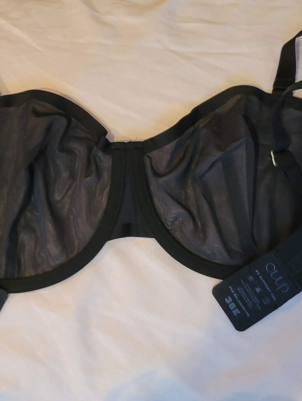 CUUP 36 E Black Underwire Balconette Contour Bra - Picture 5 of 7